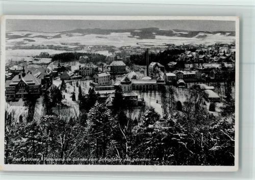 Bad Kudowa Panorama im Schnee vom Schloßberg aus gesehen