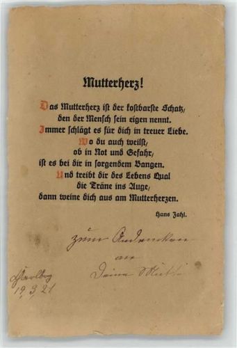 1921 Mutterherz Gedicht