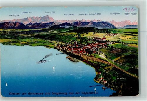 Dießen Ammersee Dreitorspitze Alpspitze Zugspitze Kreuzspitze Klammspitze Hochplatte Säuling Gernspitze Gimpel Vogelperspektive