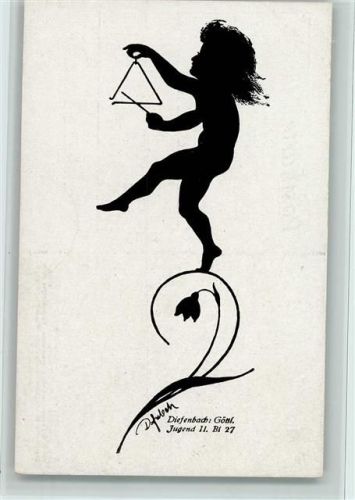 Schattenbilder Mädchen Triangel Blume Göttliche Jugend 2 Blatt 27 Diefenbach, K. W. 1920