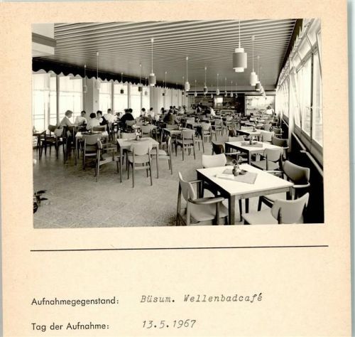 Büsum Wellenbadcafé Innenaufnahme Gastraum Foto montiert auf Karton
