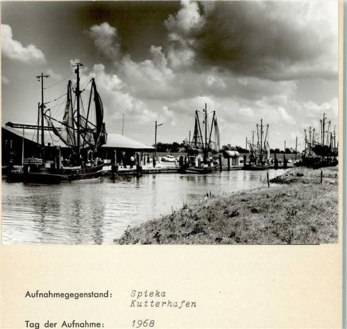 Spieka-Neufeld Kutterhafen Foto montiert auf Karton