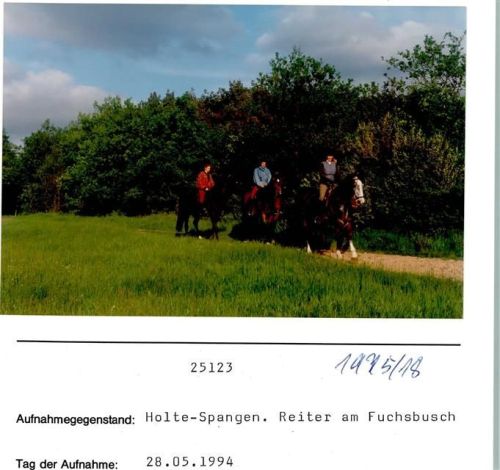 Holte-Spangen Reiter am Fuchsbusch Foto montiert auf Karton