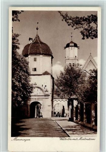 Memmingen 1930 Westertor mit Martinsturm