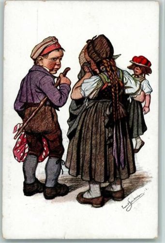 WK I Schwarzwaldtrachten Nr. 10 - Mädchen mit Puppe