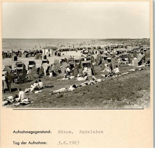 Büsum Badeleben Foto montiert auf Karton