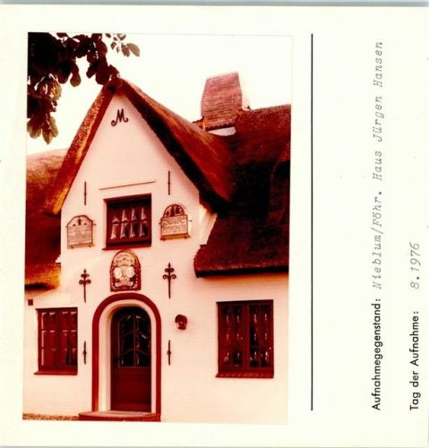 Nieblum Haus Jürgen Hansen Foto montiert auf Karton