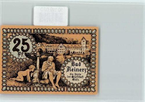 Bad Reinerz Notgeld 25 Pf. Die Perle der Grafschaft Glatz Rücks. Glatzerstrasse