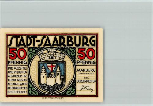 Saarburg Notgeldschein Wappen Landkarte
