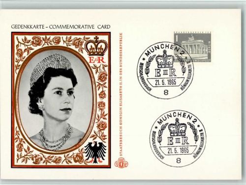 Gedenkkarte Deutschlandbesuch Königin Elizabeth München 1965