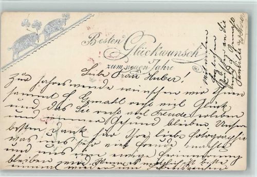 1902 Neujahr - Schweine im Silberdruck AK
