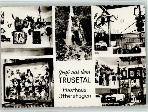 Trusetal Gasthaus Ittershagen Innenaufnahme Geweihe Eichhörnchenkapelle Großes Jagdzimmer