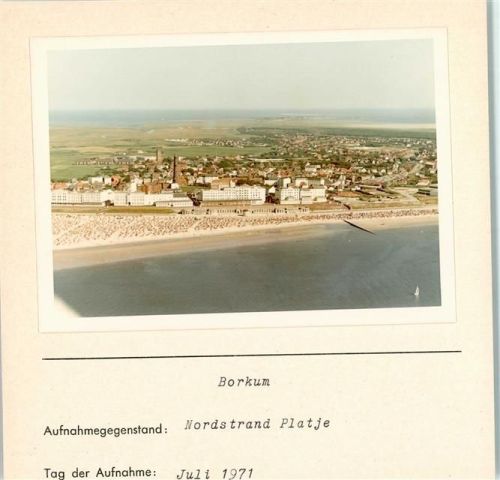 Borkum Luftaufnahme Nordstrand Platje Foto montiert auf Karton