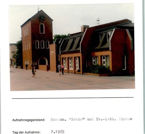 Borkum Arche und Evangel.-Luth. Kirche Foto montiert auf Karton