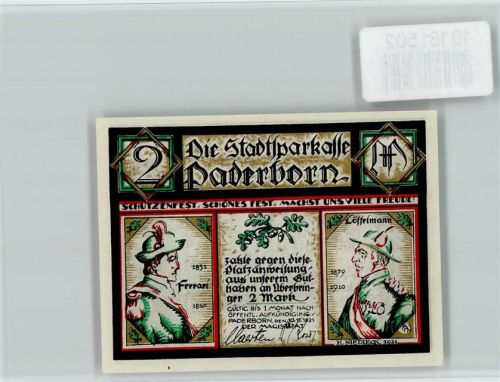 Paderborn Notgeld Ferrari Löffelmann Schützenfest