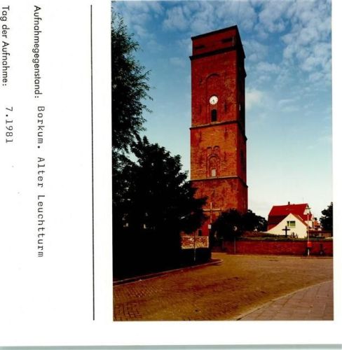 Borkum Alter Leuchtturm Foto montiert auf Karton