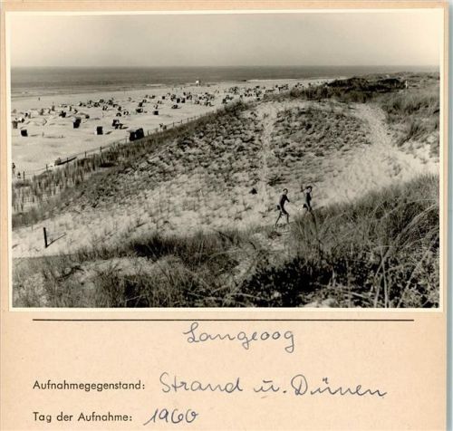 Langeoog Strand und Dünen Foto montiert auf Karton
