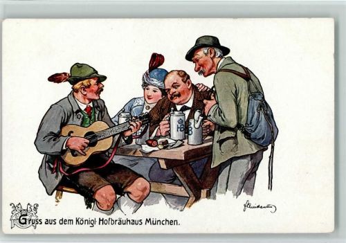 München Mann mit Gitarre Gasthausbesucher sign.