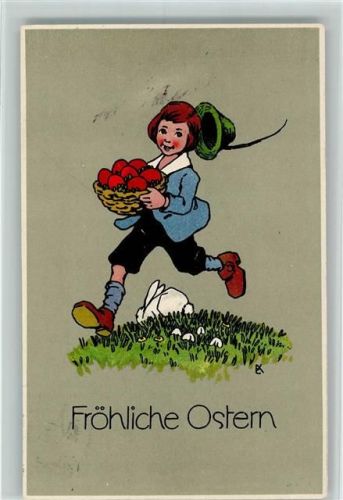 1914 Verlag Erika 522 - Junge mit einem Korb Ostereiern