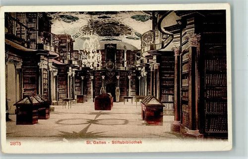 St. Gallen 1925 Stiftsbibliothek , Innenansicht AK