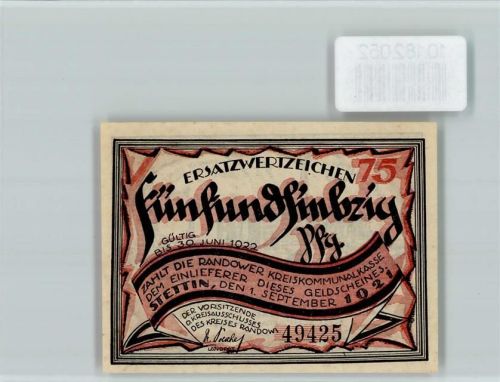 Stettin Notgeld Randowlied Eisenwerk Kraft Kratzwieck