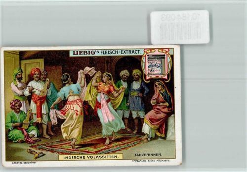Indische Volkssitten, Tanz, Musikinstrumente, Sammelbild Liebig