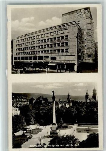 Stuttgart Mitternacht-Bau Schloßplatz mit Altem Schloß 2-Bildaufnahme Bahnpoststempel Zug 3