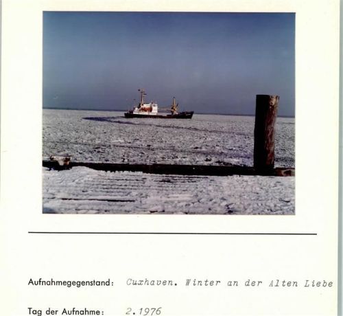 Cuxhaven Winter Alte Liebe Foto montiert auf Karton