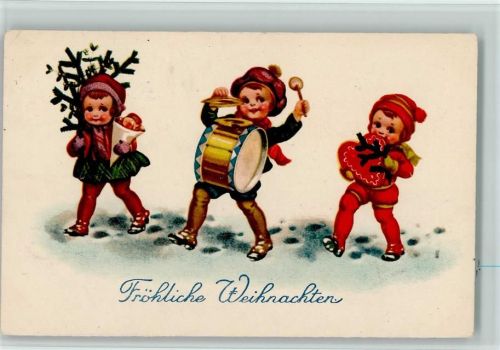 1926 1534 Weihnachten - Kinder mit einer Trommel, Tüte Gebäck, Lebkuchenherz AK