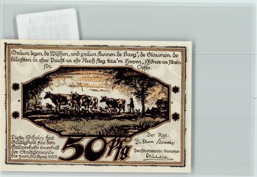 Hagenow Notgeldschein 50 Pfennig Reutergeld