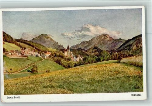 Mariazell Blick nach Mariazell sign. Erwin Pendl