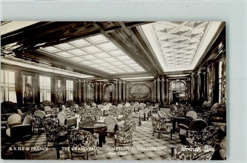 Frenh Line - Ile de France , Interieur , First Class Salon