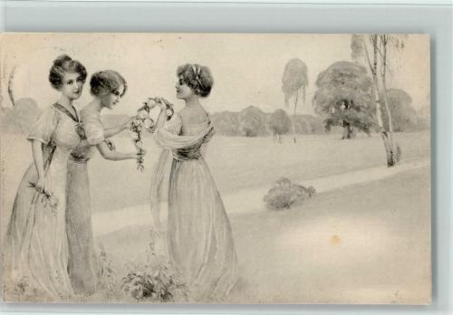 1911 Serie 317-6 - Frauen mit Blumenkränze