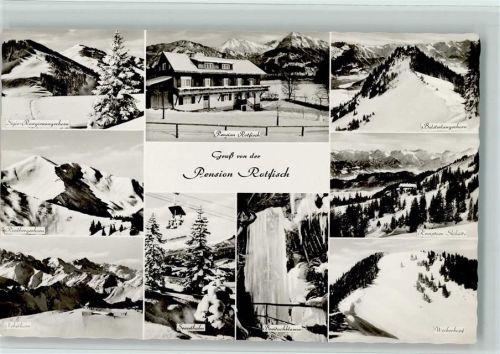 Langenwang Pension Rotfisch Sigis-Rangisangerhorn Riedbergerhorn Nebelhorn Sesselbahn Breitachklamm Bolsterlangerhorn Kemptner Skihütte Weiherkopf Winteraufnahme Mehrfachaufnahme