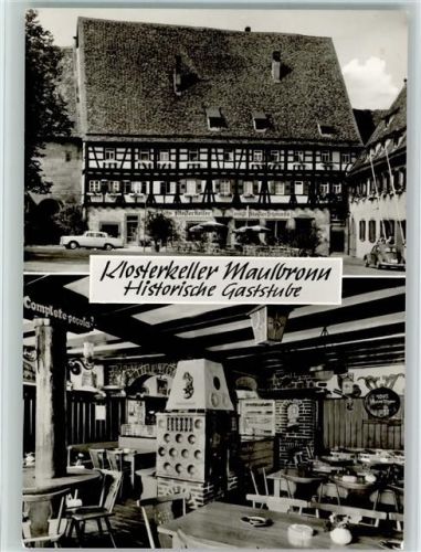 Maulbronn Klosterkeller Histor. Gaststube Innenaufnahme Gastraum Kachelofen 2-Bildaufnahme