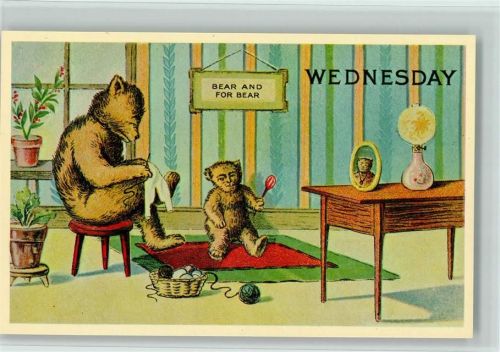 Serie , Wednesday - Bär beim Nähen AK
