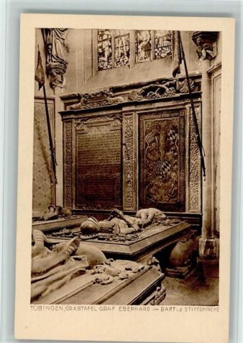 Tübingen Stiftskirche Innenaufnahme Grabtafel Graf Eberhard mit Bart