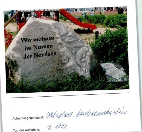 Helgoland Nordseemahnstein Foto montiert auf Karton