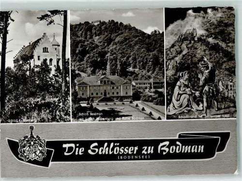 Bodman Schloß Frauenberg Schloß Bodman mit Schloß Frauenberg und Ruine Bodman Schloßbrand