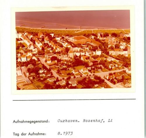 Cuxhaven Fliegeraufnahme Rosenhof Foto montiert auf Karton