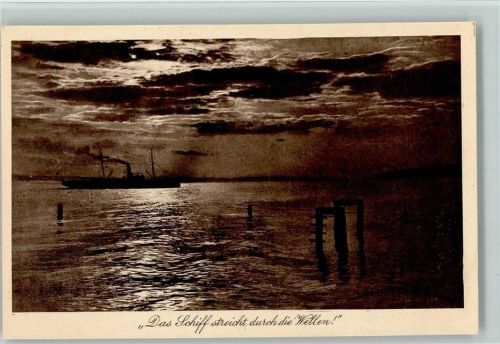 Serie Idylle Nr. 115, das Schiff streicht durch die Wellen, sehr gute Erhaltung AK