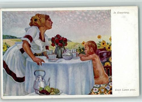 Nr. 1438 sign Erich Lamm - Amor in Erwartung , gute Erhaltung AK