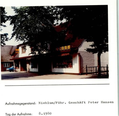 Nieblum Geschäft Peter Hansen Edeka Foto montiert auf Karton