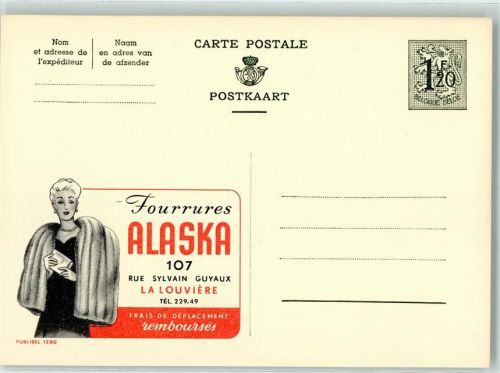 Alaska Werbung Publibel 1280 Belgische Ganzsache Wertstufe 1,20