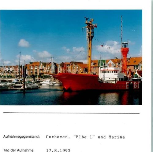 Cuxhaven Elbe 1 und Marina Foto montiert auf Karton