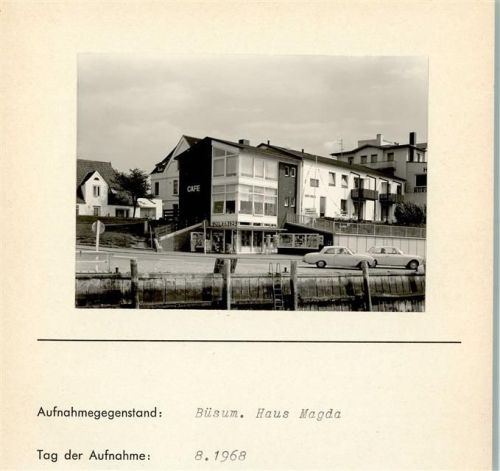 Büsum Haus Magda Café Foto montiert auf Karton