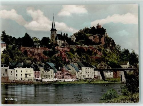 Saarburg Rückseite mit Abschürfungen bzw Kleberesten