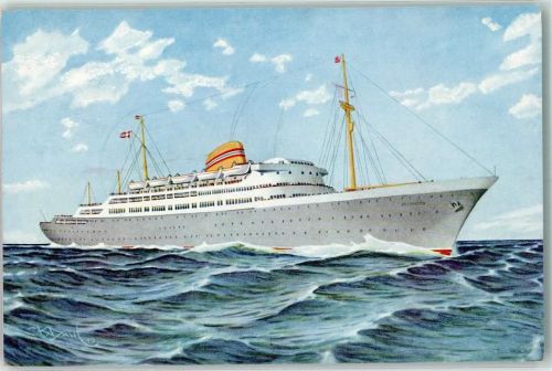 Norwegian America Line MS Oslofjord Schiffsstempel Haifa 10.10.1959