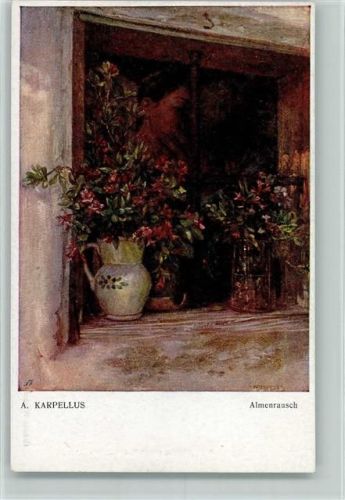 1919 Galerie Wiener Künstler Nr. 572 - sign Karpellus - Almenrausch, Blumentöpfe am Fenster AK