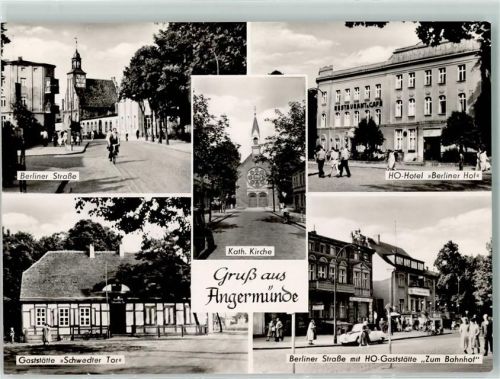 Angermünde Rückseite mit Abschürfungen bzw Kleberesten Gasthaus Schwedter Tor Berliner Straße